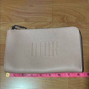 Authentic Dior Pink Cream Leather Women's Clutch and Makeup bag
